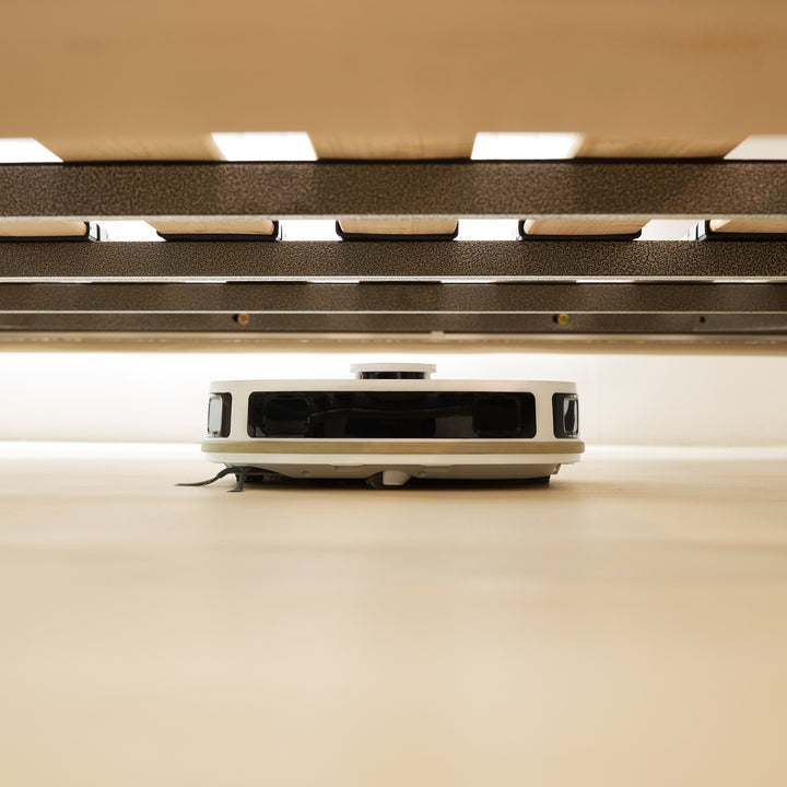 MARIVELLE Sand Leather Floating Bed with LED Light