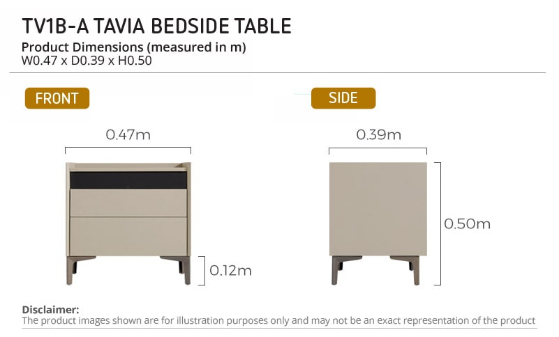 TYNE Grey Nightstand with Two Drawer