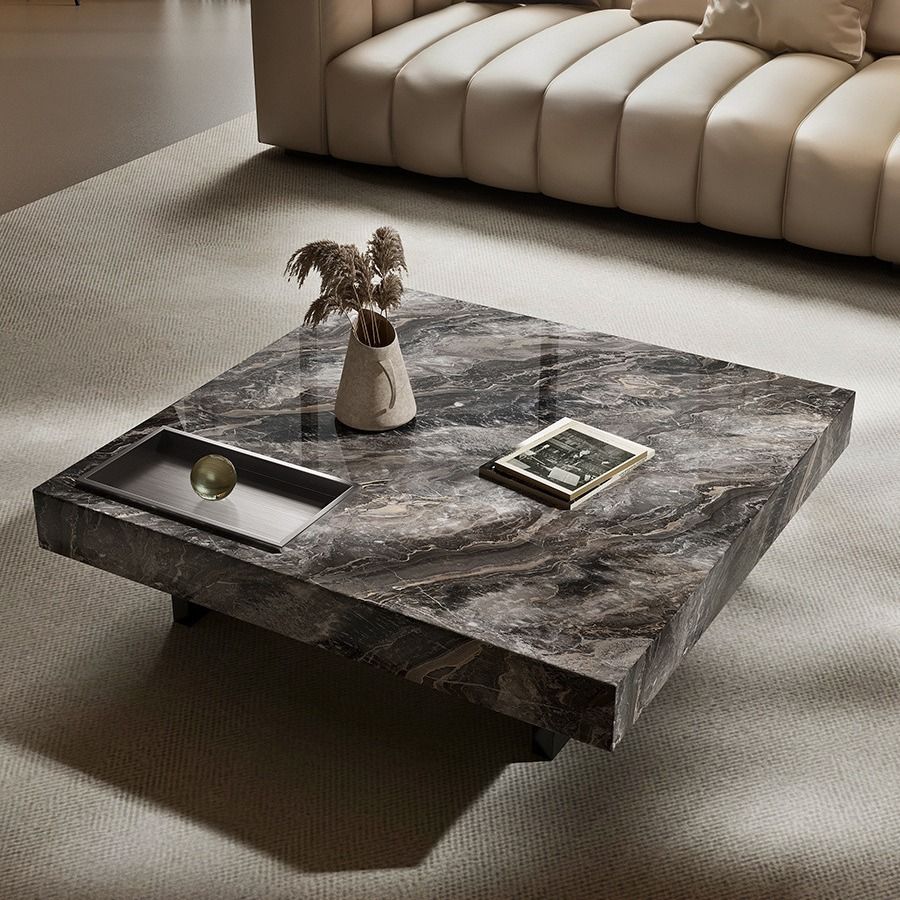 RIVERBEND Tea Box Venice Brown Marble Coffee Table – Home Quarters