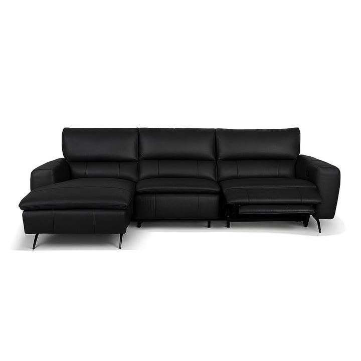 LYSANDER Tan Leather Reclining Sectional Sofa
