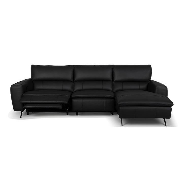 LYSANDER Tan Leather Reclining Sectional Sofa