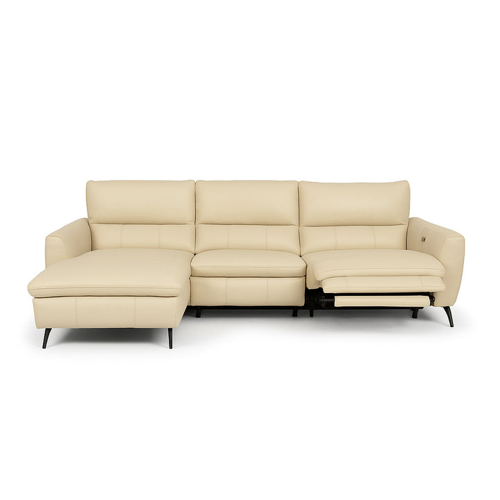 LYSANDER Tan Leather Reclining Sectional Sofa
