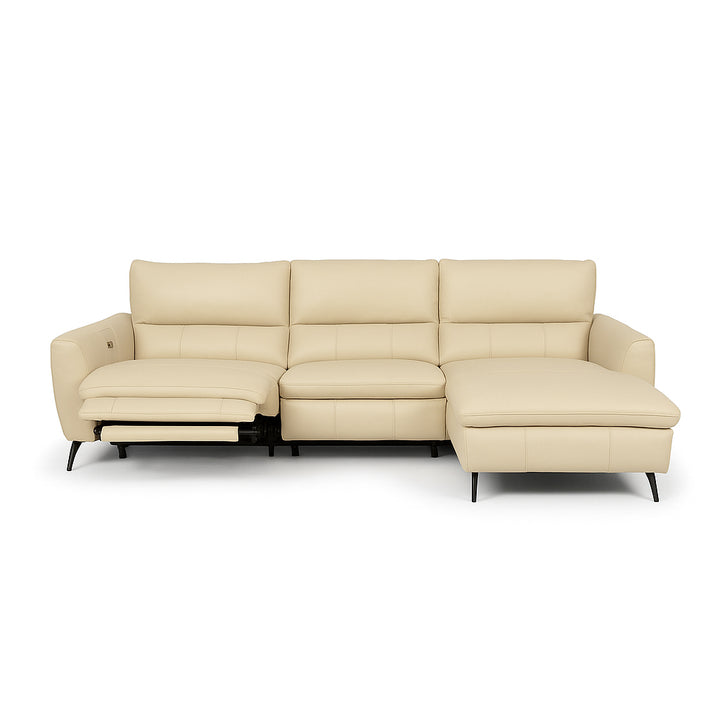 LYSANDER Tan Leather Reclining Sectional Sofa