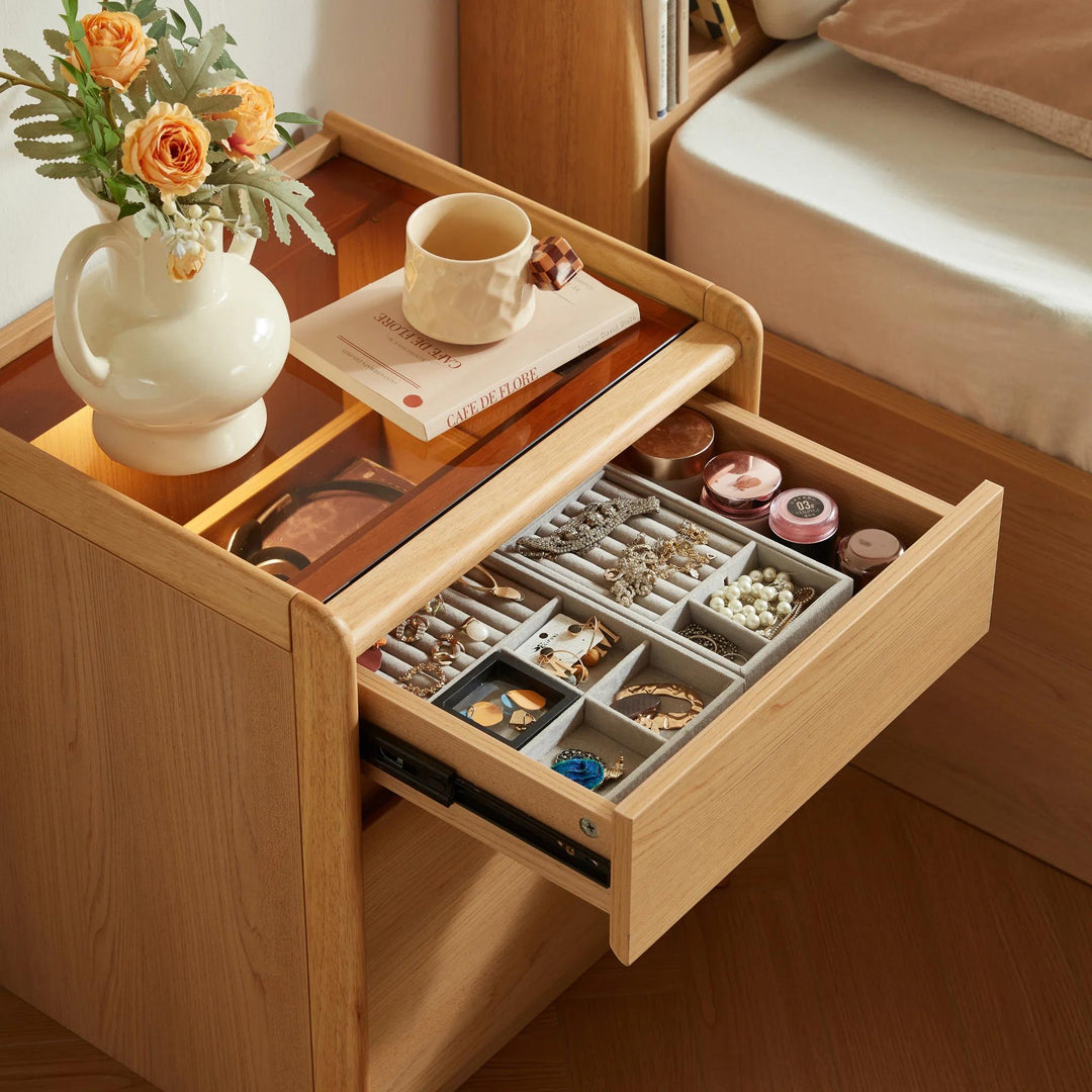 AVIANA Compact Glass Top Nightstand