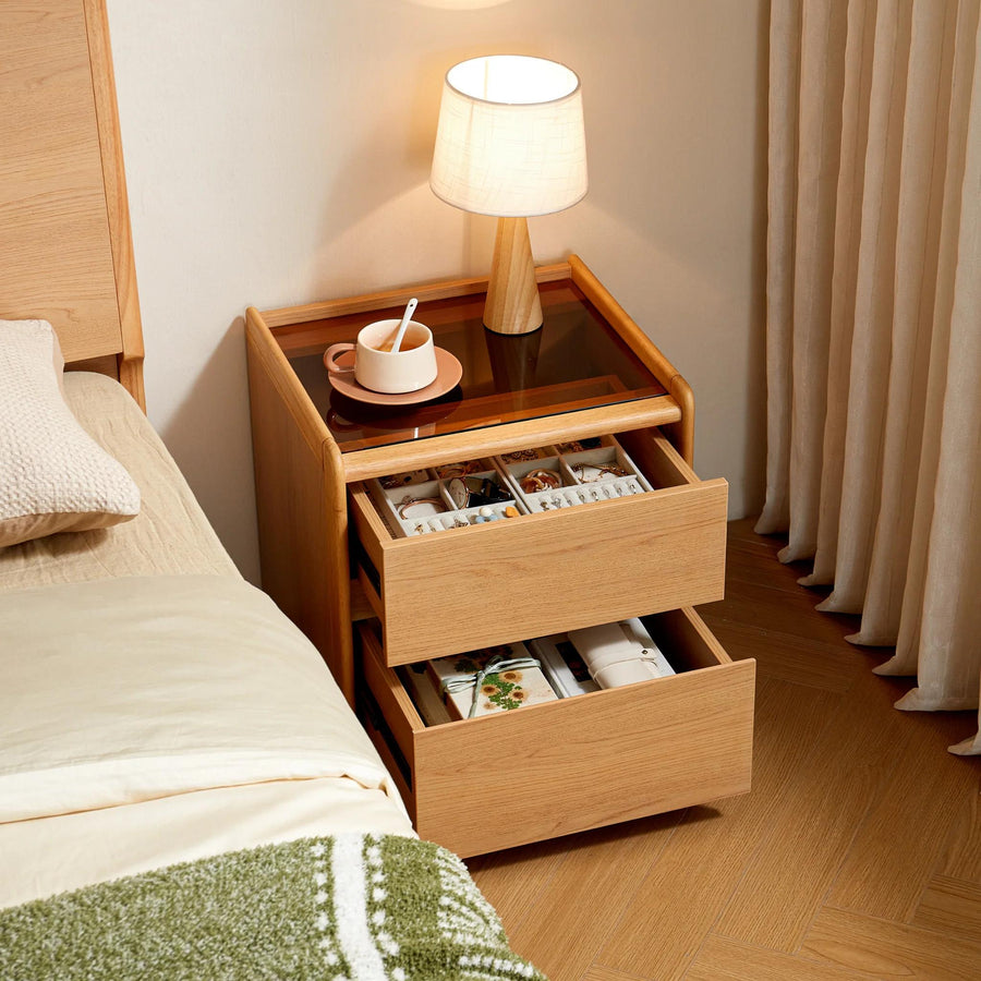 AVIANA Compact Glass Top Nightstand