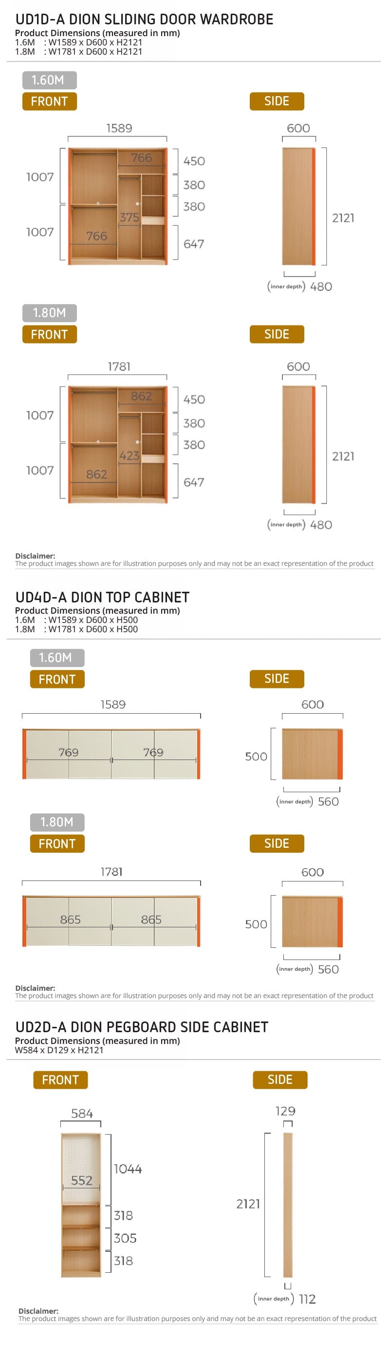 SEVILLE 160cm Wood Color Wardrobe