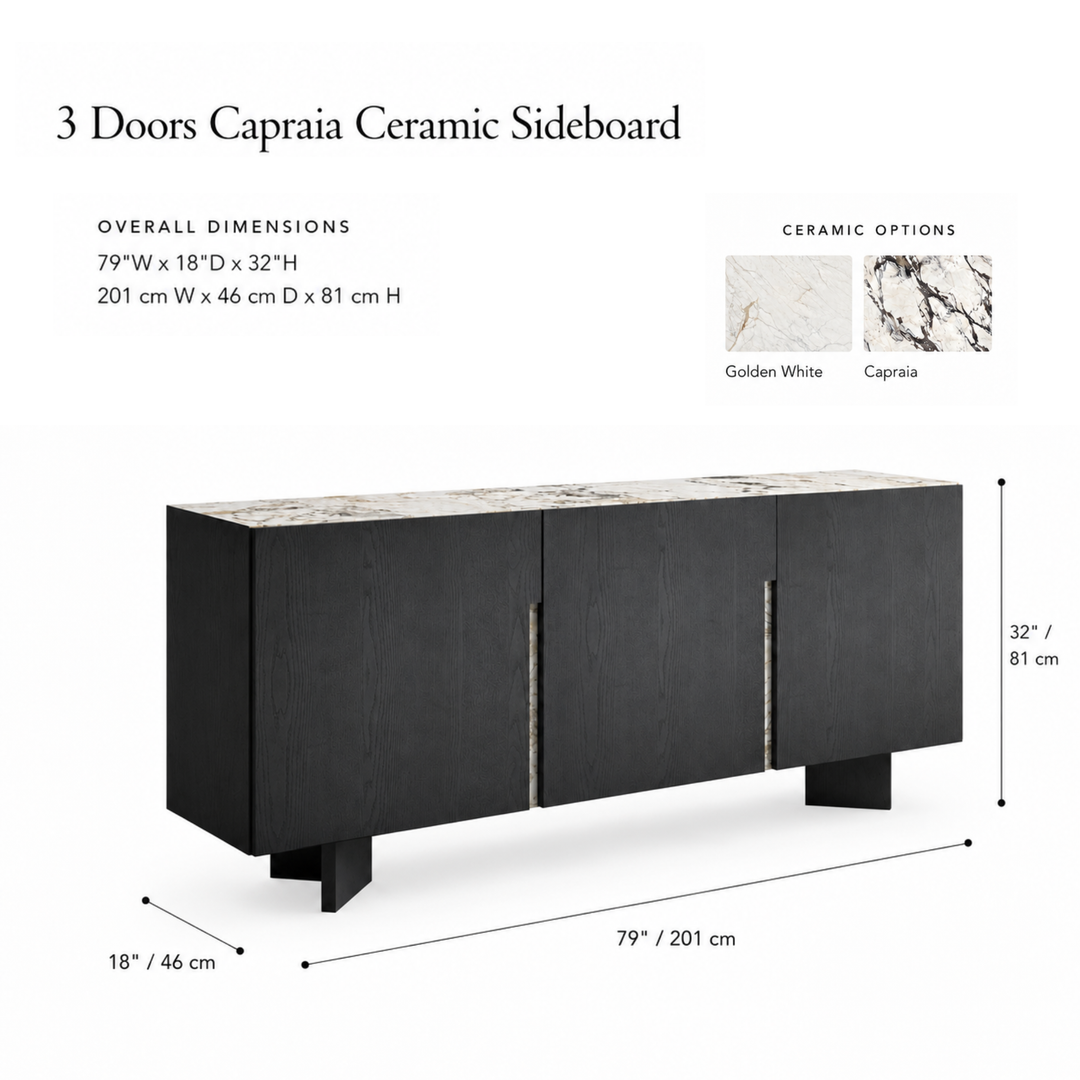 FARGO 3 Doors Ceramic Sideboard - Bellini