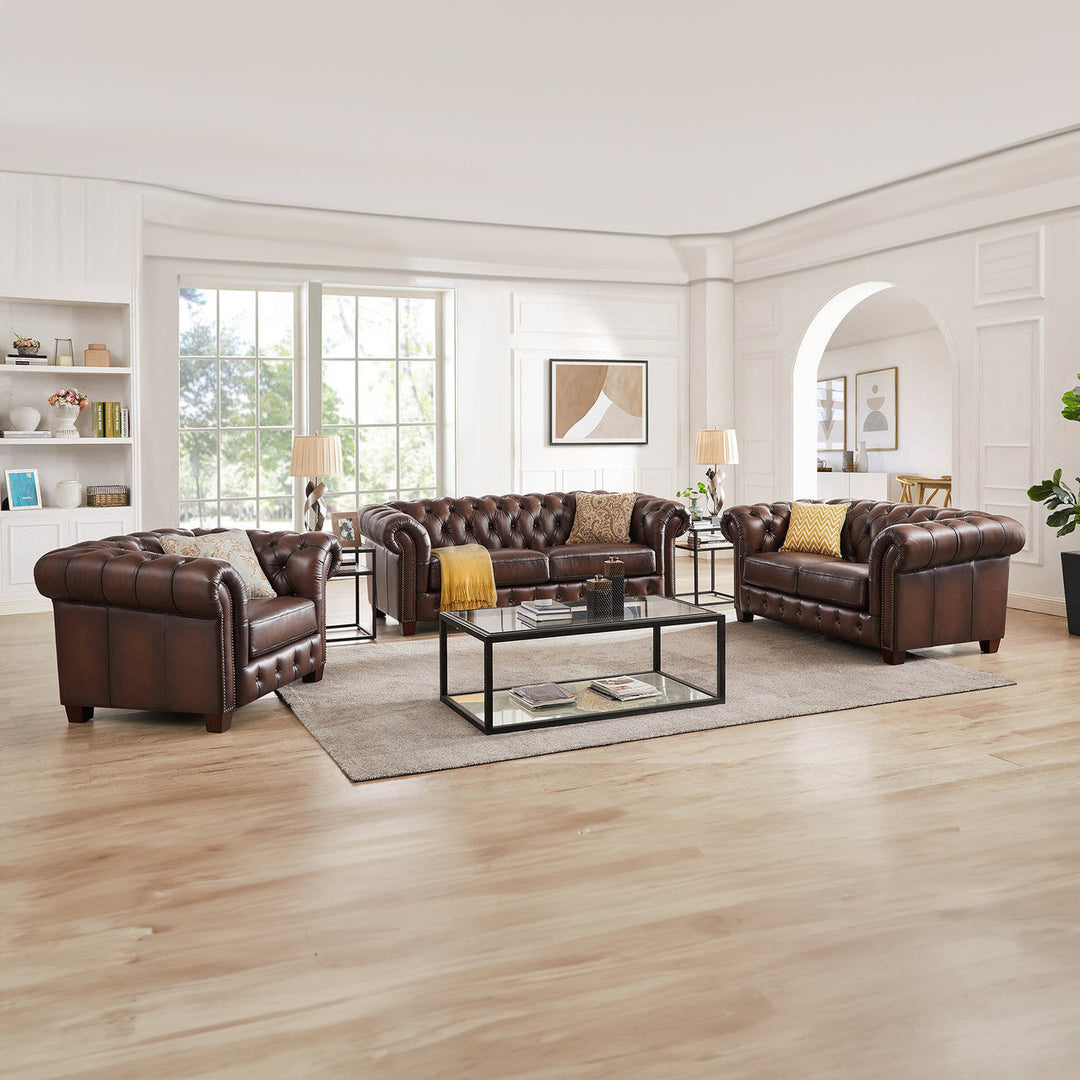 VERSAILLES Brown Leather Sofa Collection