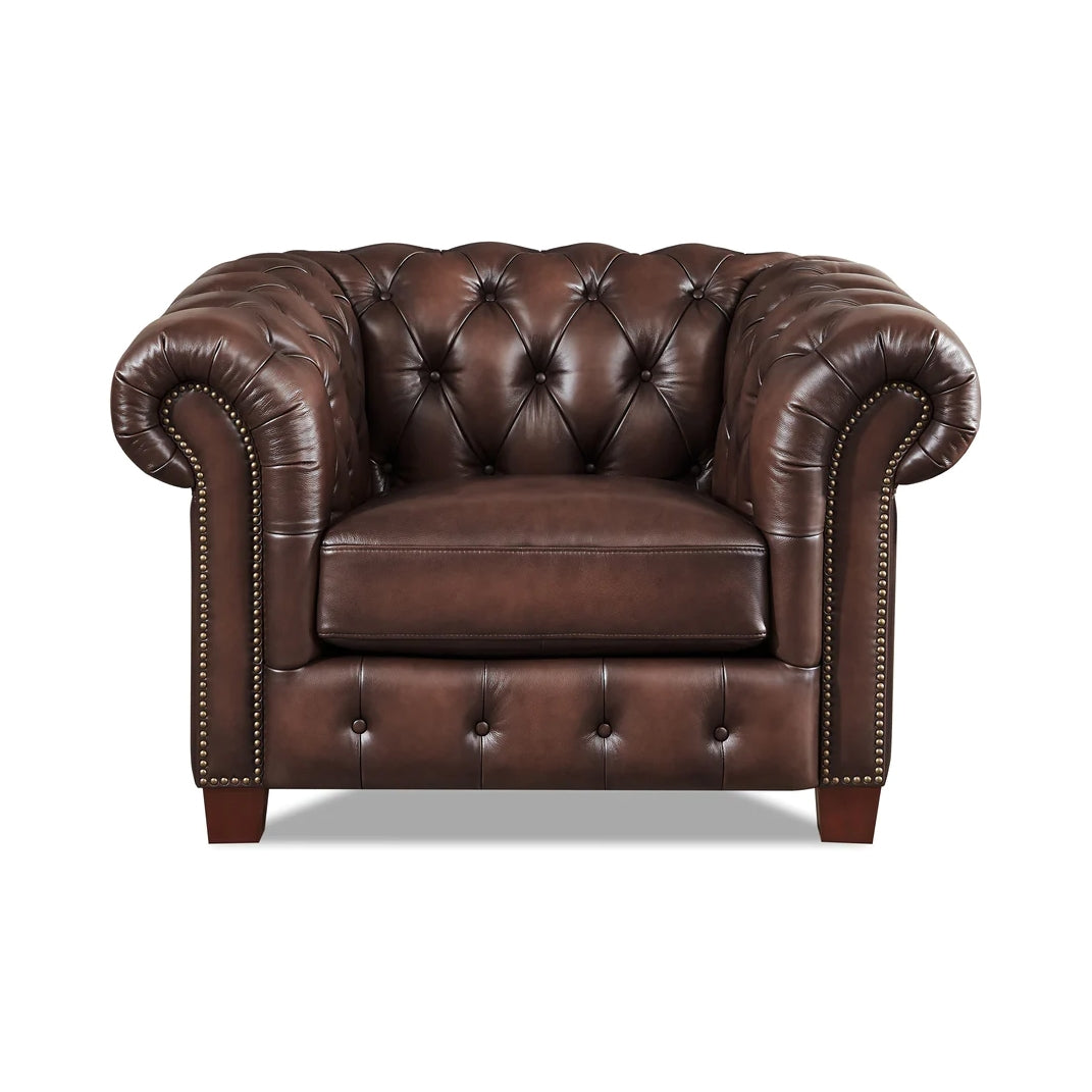 VERSAILLES Brown Leather Sofa Collection 1 Seater
