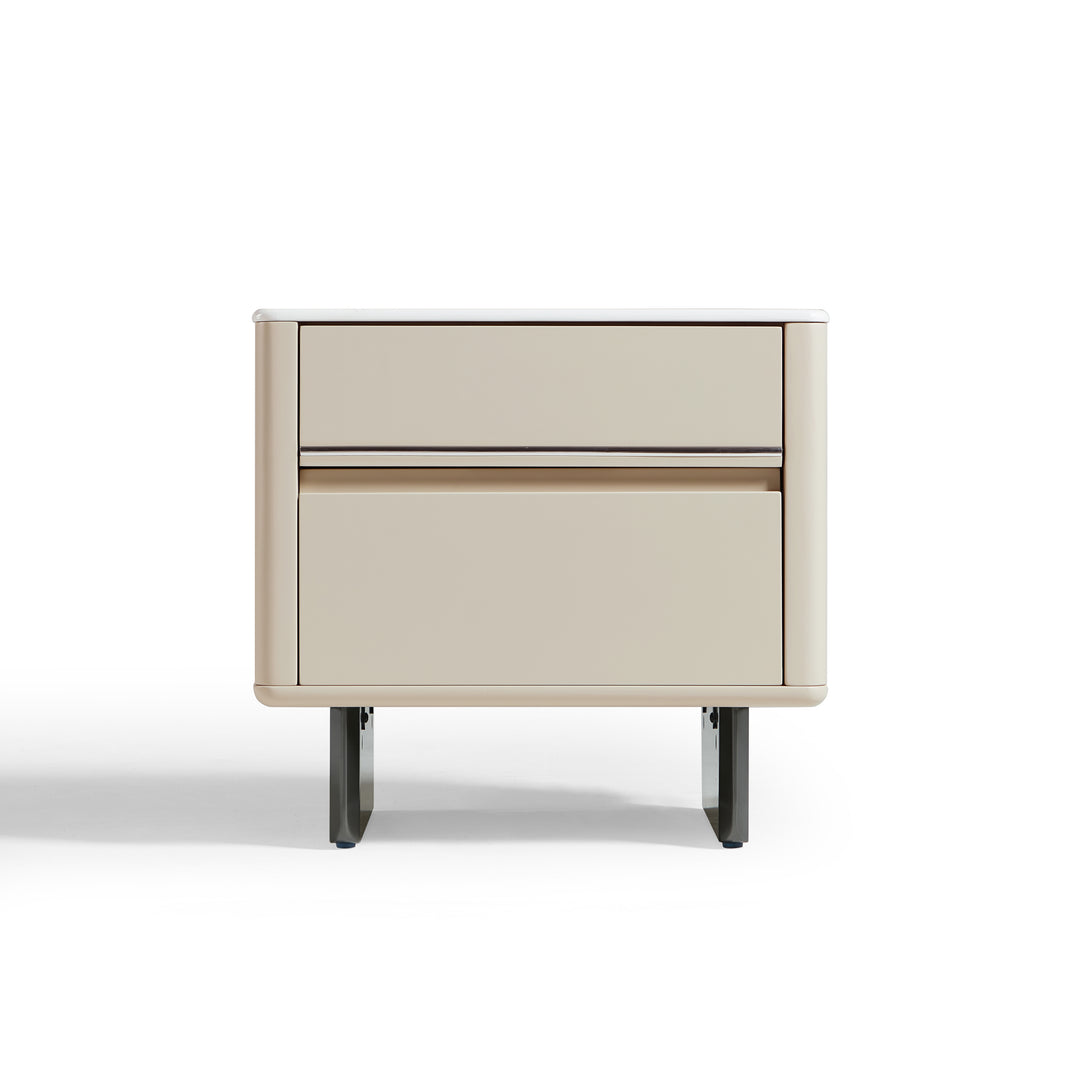 CLARISSE Modern Pearl White Nightstand with 2 Drawers