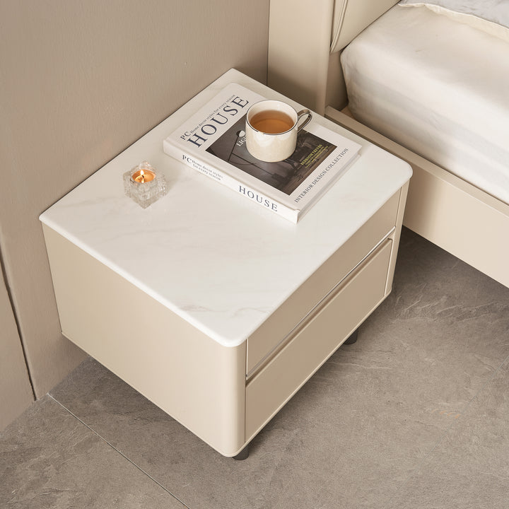 CLARISSE Modern Pearl White Nightstand with 2 Drawers