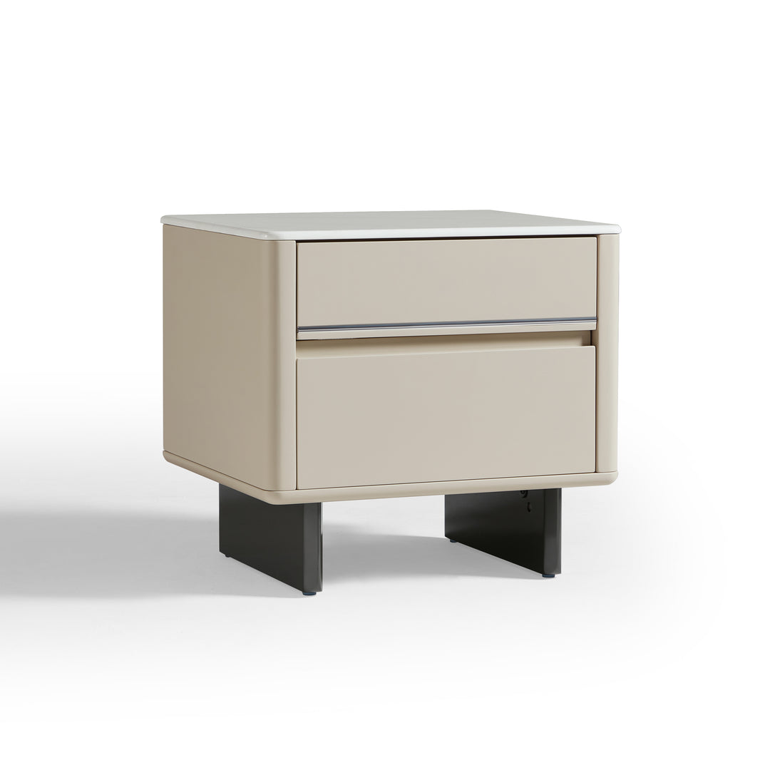 CLARISSE Modern Pearl White Nightstand with 2 Drawers