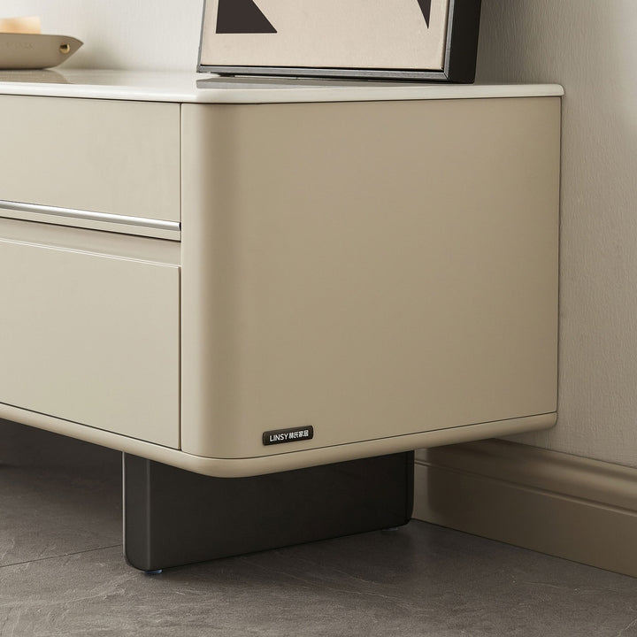 VEYRON Modern Pearl White TV Stand with 3 Drawers