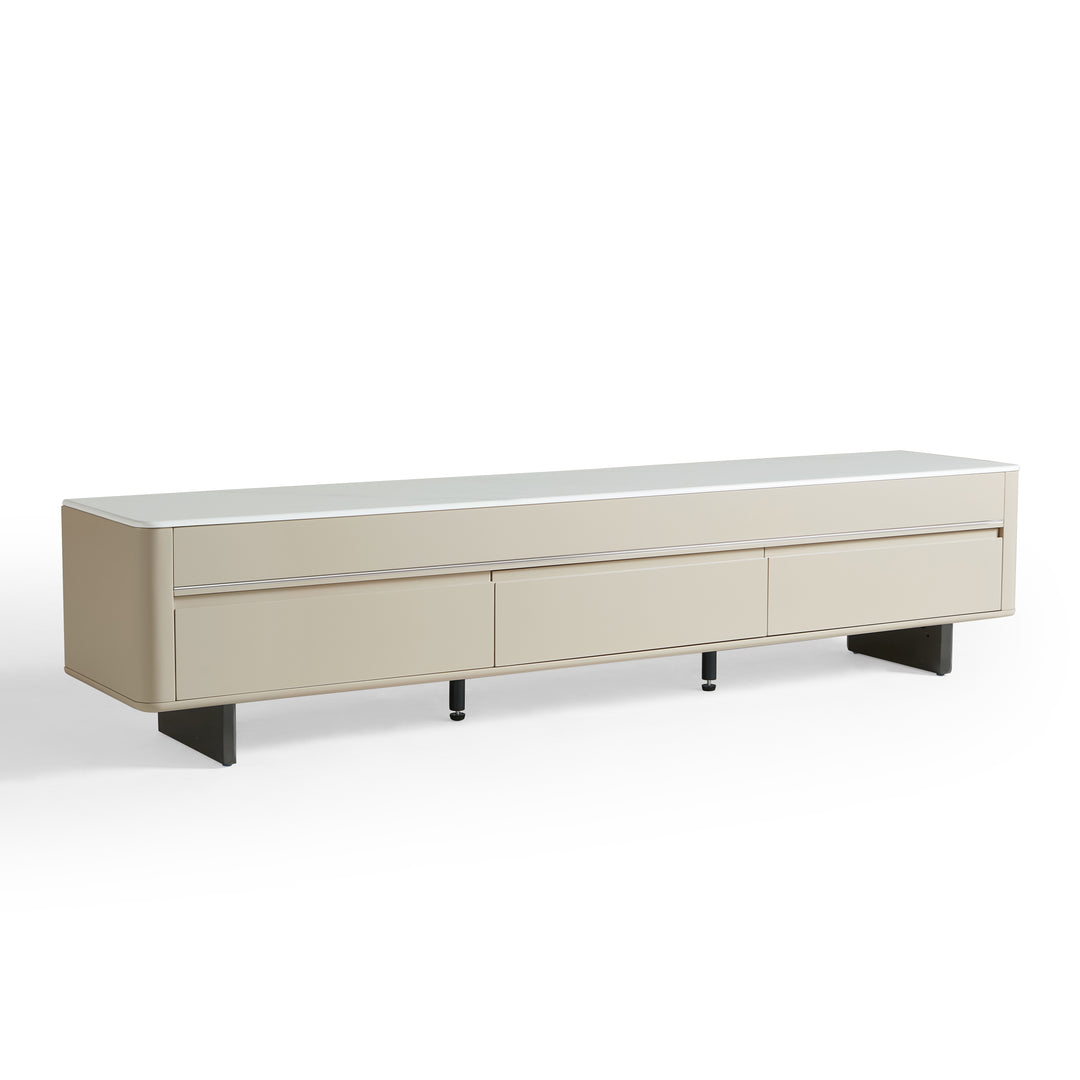 VEYRON Modern Pearl White TV Stand with 3 Drawers