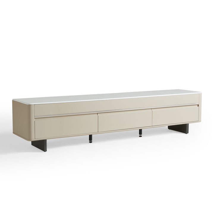 VEYRON Modern Pearl White TV Stand with 3 Drawers