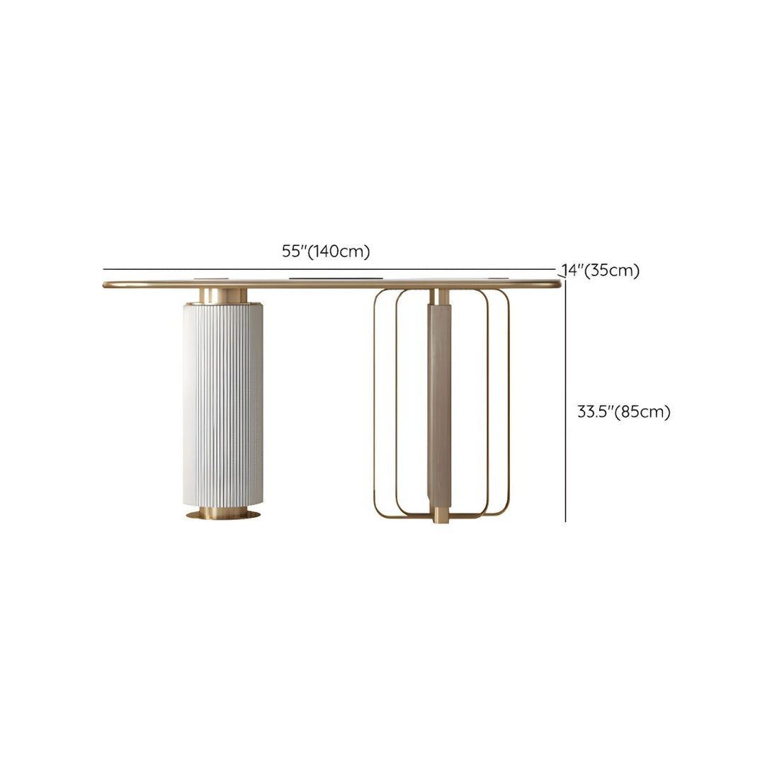 LIORA Gold & White Modern Entryway Console Table