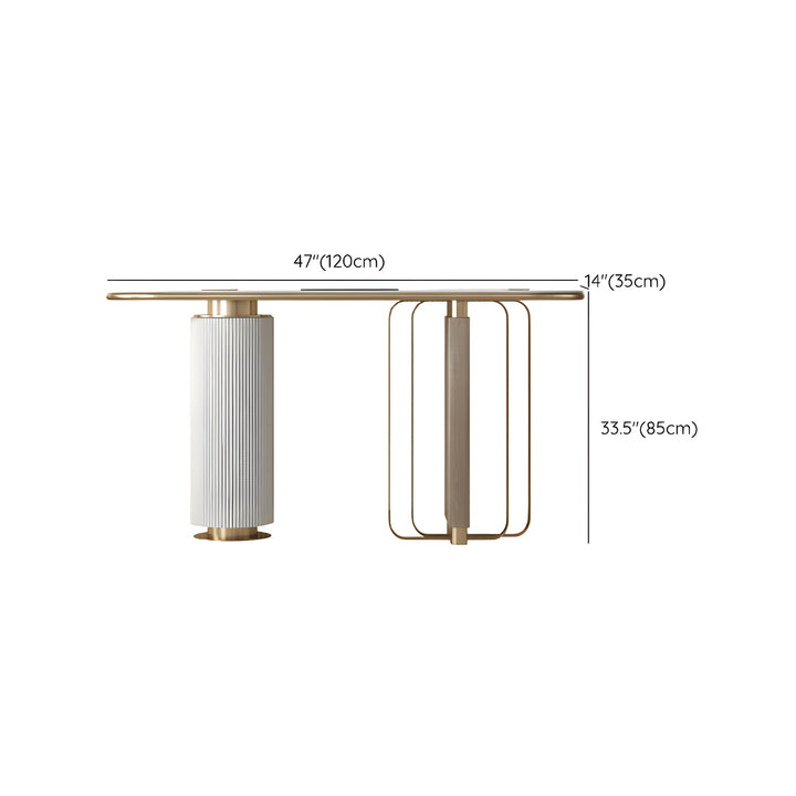 LIORA Gold & White Modern Entryway Console Table