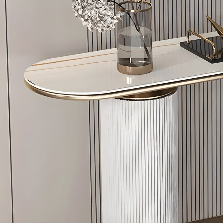 LIORA Gold & White Modern Entryway Console Table