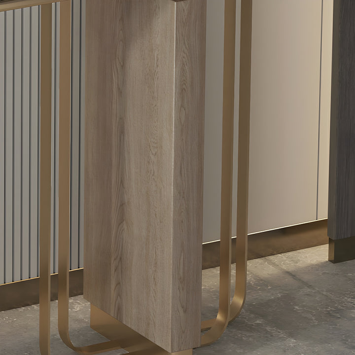 LIORA Gold & White Modern Entryway Console Table