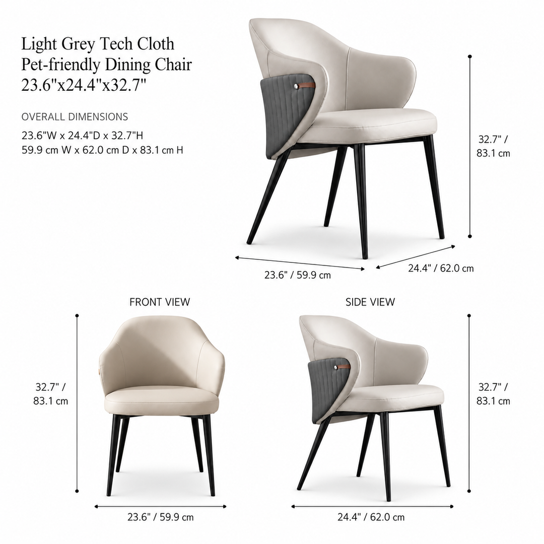 JAZLYN Leathaire Dining Chair with Grey Ribbed Back