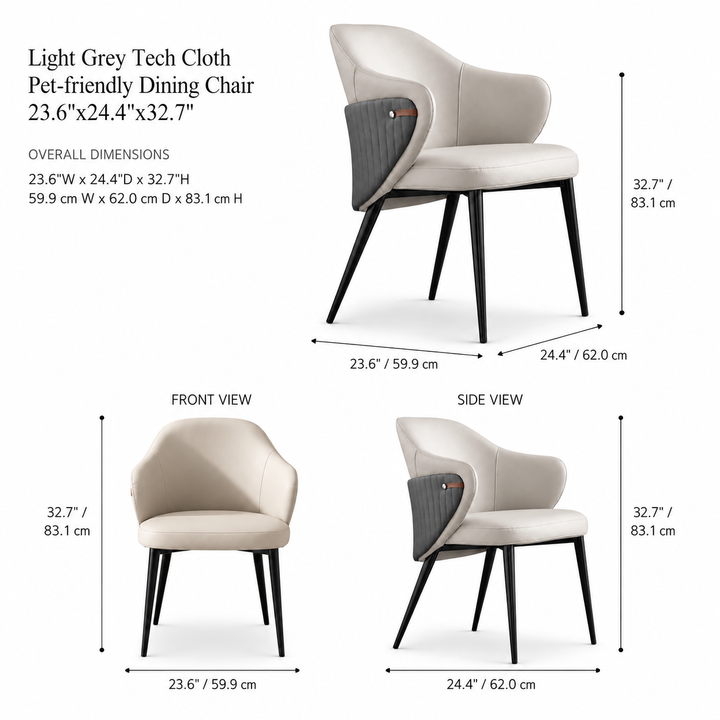 JAZLYN Leathaire Dining Chair with Grey Ribbed Back