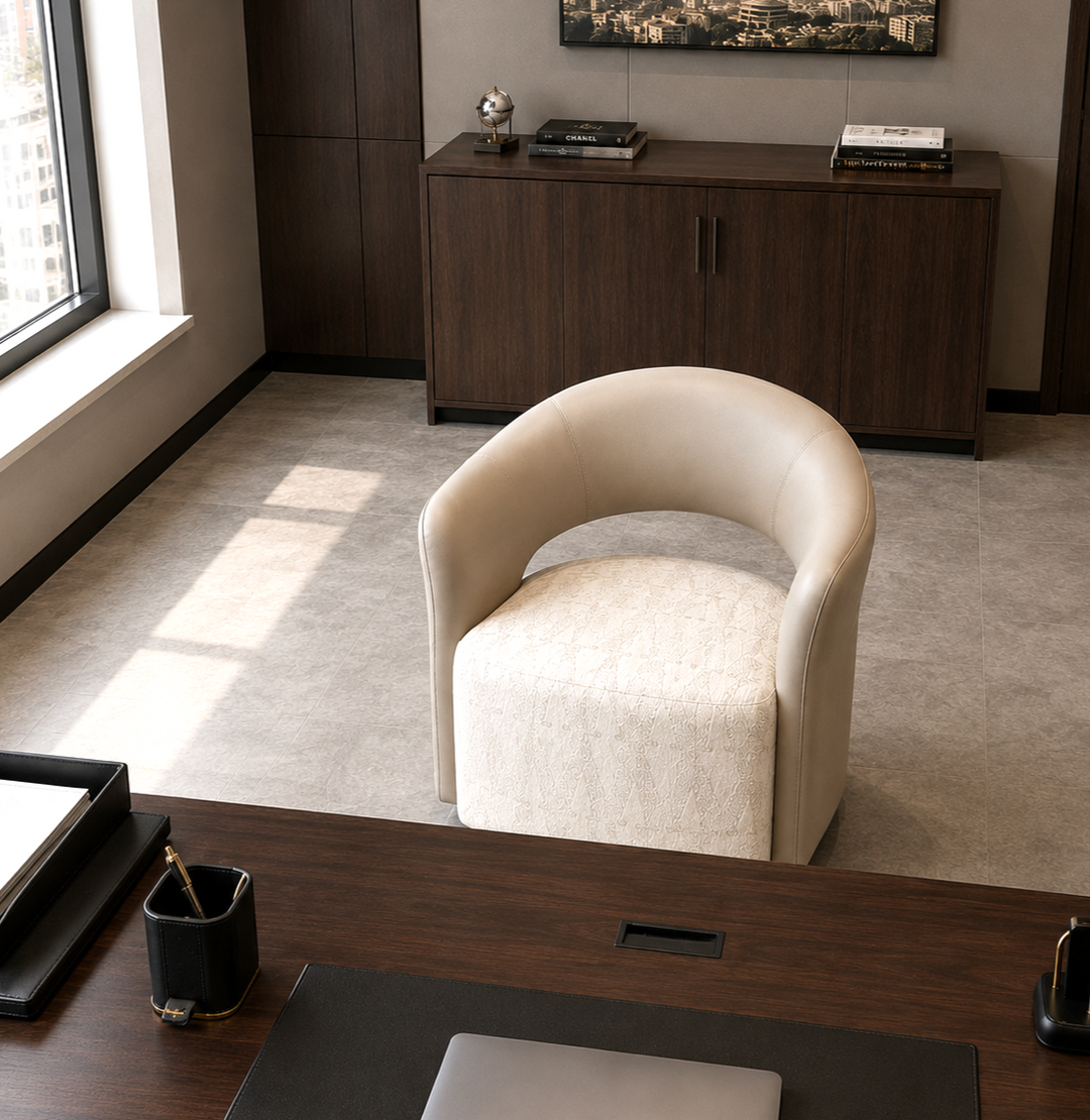 ARIAH  1 Seater Beige PU & Fabric Sofa Chair
