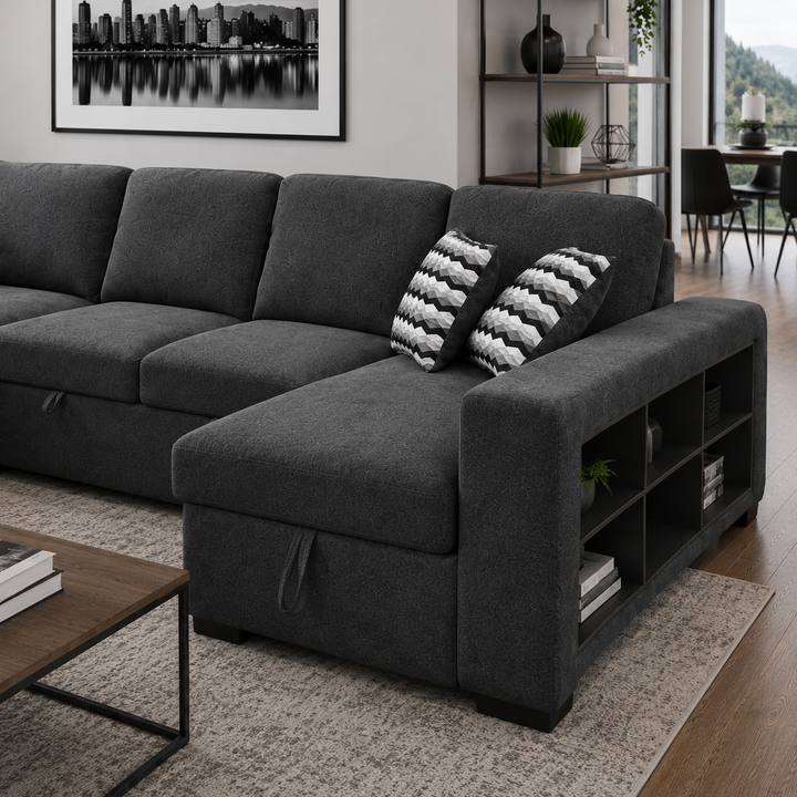 ALORA Stylish Dark Grey Sectional Sofabed