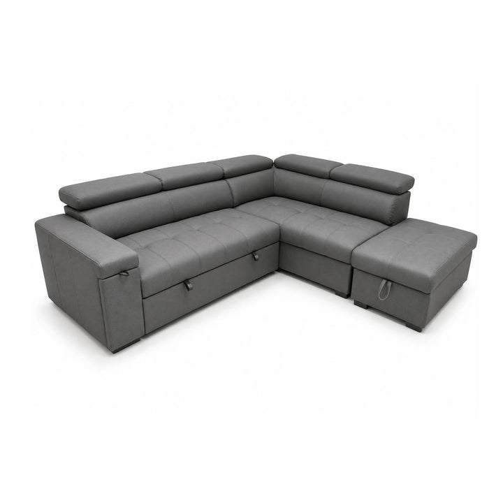 YUSRA Fabric Sectional Sofabed with Storage Grey Right
