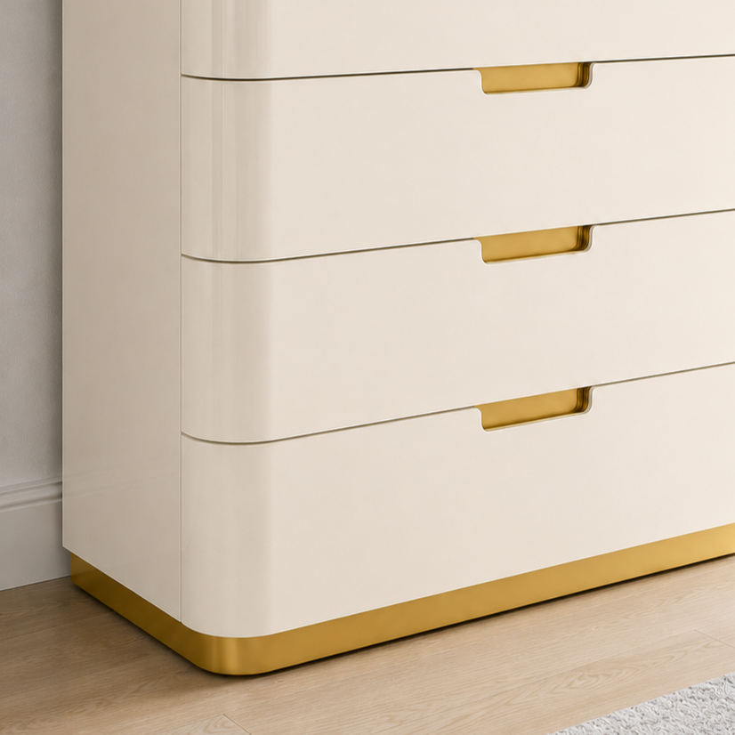 ALIANA Drawers Beige & Gold Lacquer Chest