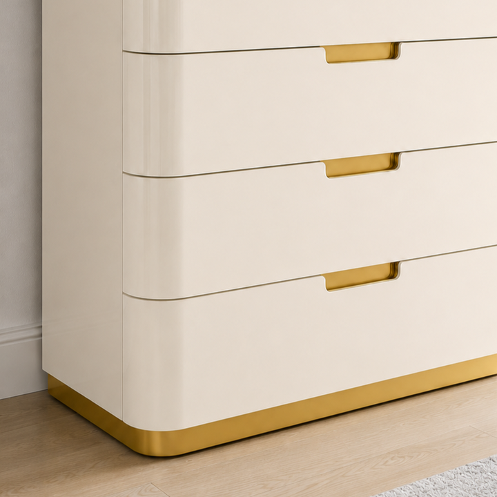 ALIANA Drawers Beige & Gold Lacquer Chest