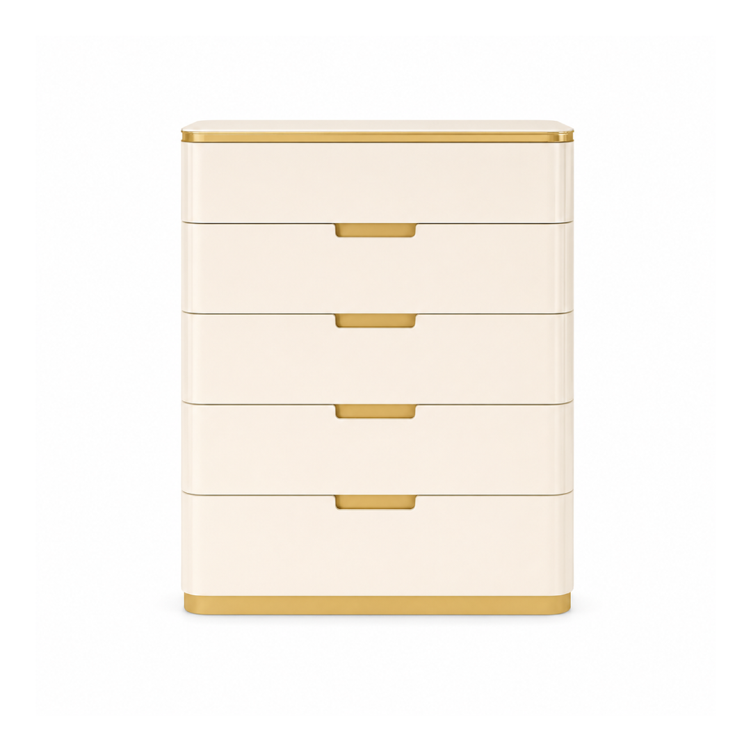 ALIANA Drawers Beige & Gold Lacquer Chest