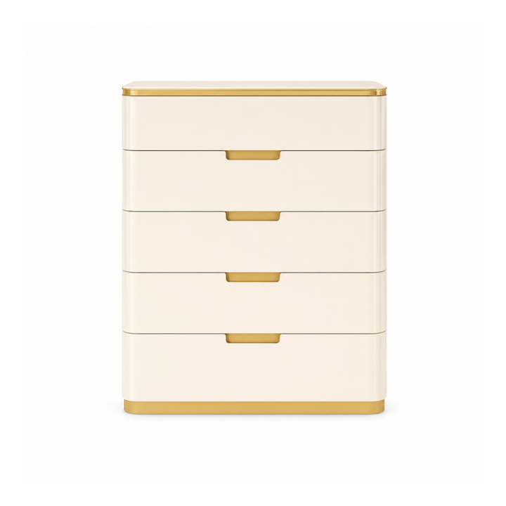 ALIANA Drawers Beige & Gold Lacquer Chest