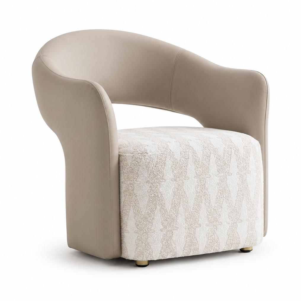 ARIAH  1 Seater Beige PU & Fabric Sofa Chair