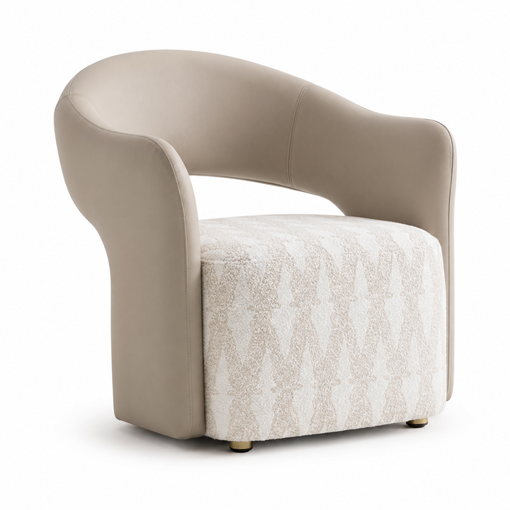 ARIAH  1 Seater Beige PU & Fabric Sofa Chair