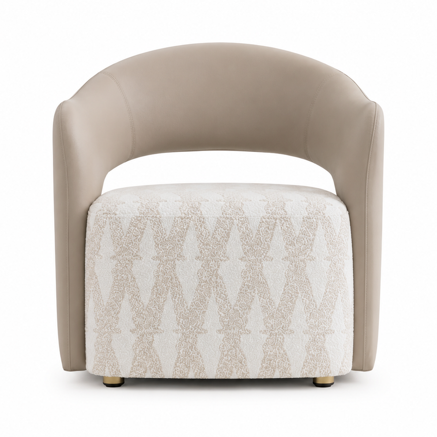 ARIAH 1 Seater Beige PU & Fabric Sofa Chair