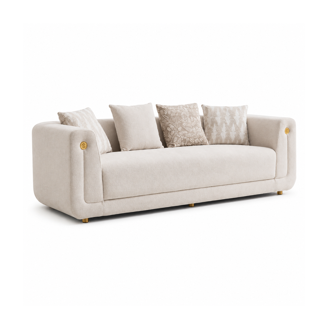 ARIAH 3 Seaters Beige Fabric Sofa