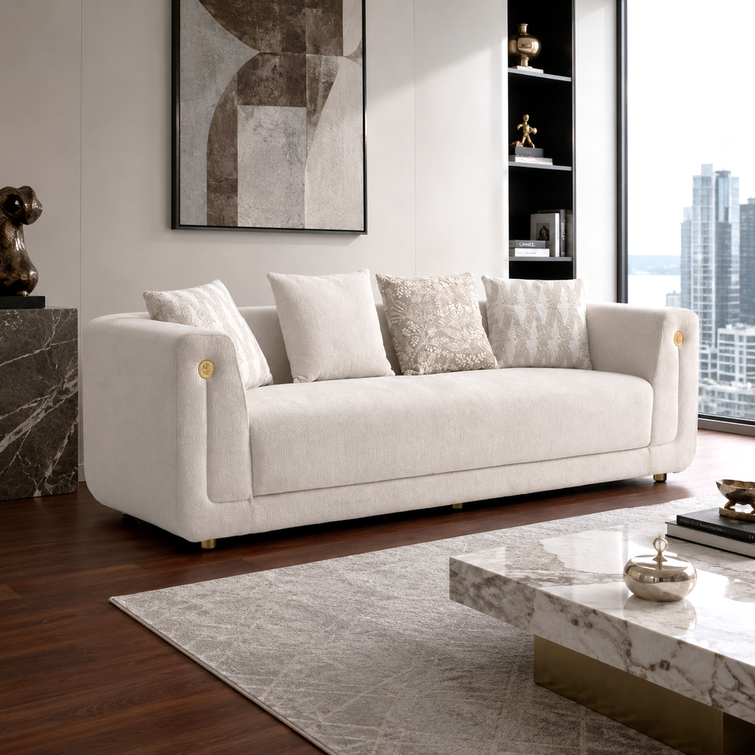 ARIAH 3 Seaters Beige Fabric Sofa