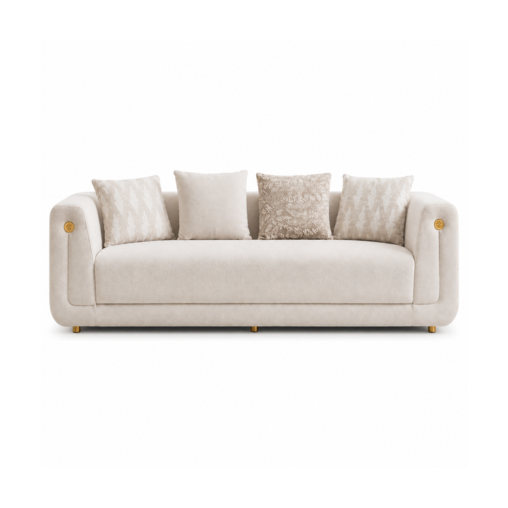 ARIAH 3 Seaters Beige Fabric Sofa
