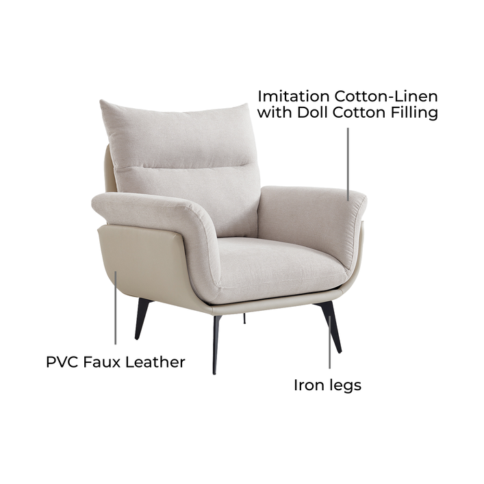 ARIEL Cozy Fabric Accent Chair
