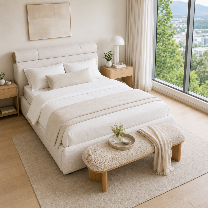 SIGRID Beige Fabric Bench
