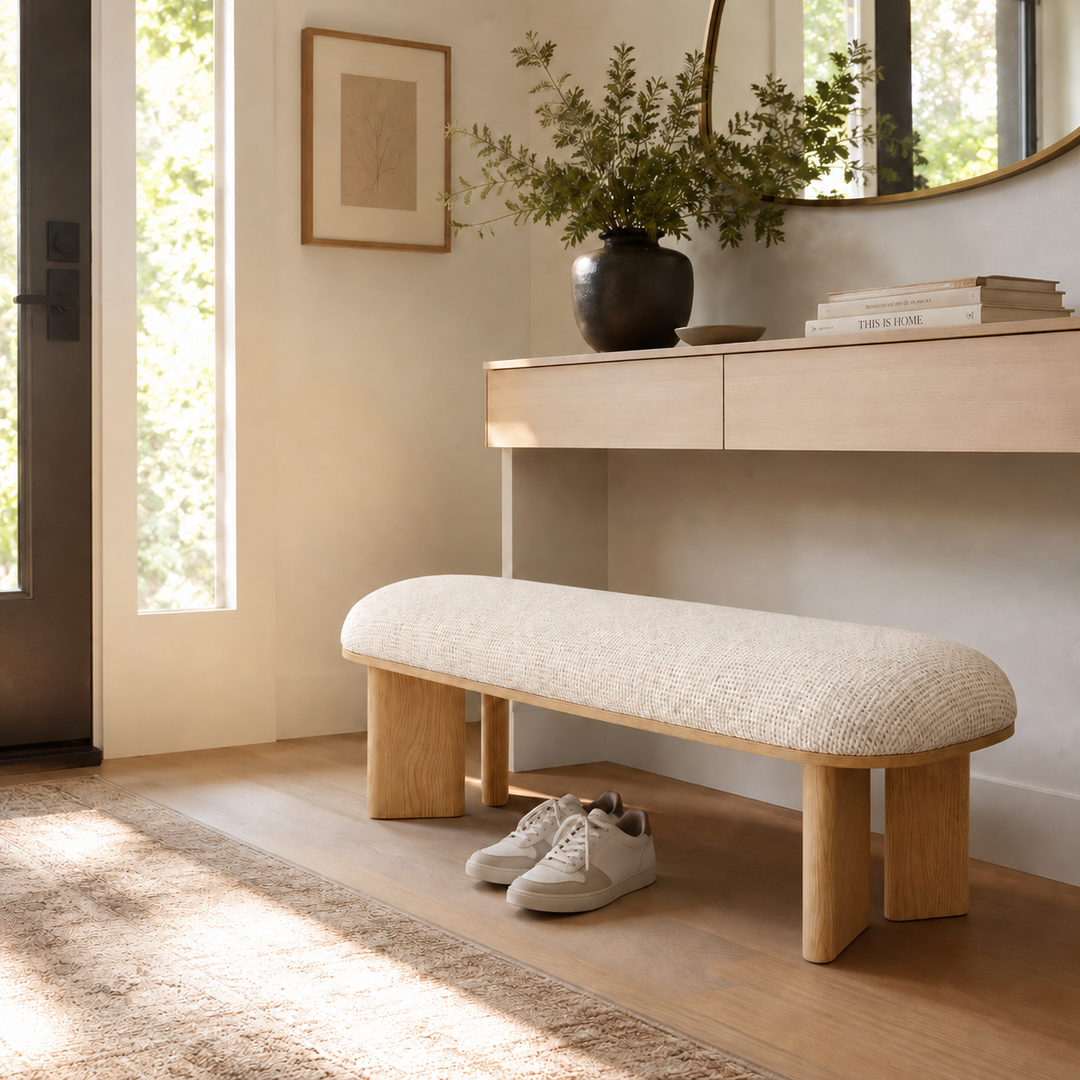 SIGRID Beige Fabric Bench