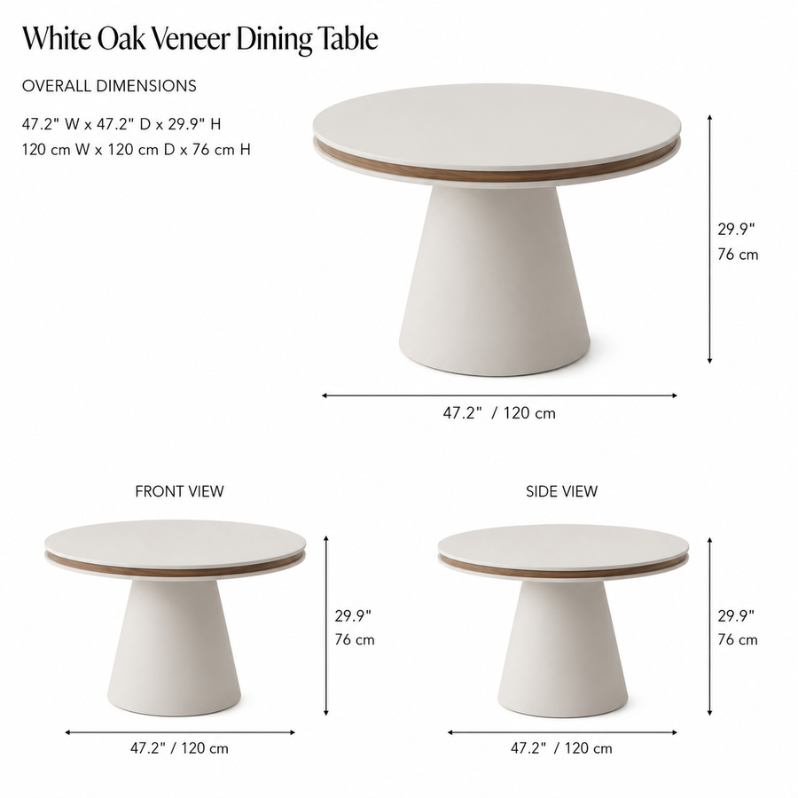 BRIELLE White Oak Veneer Dining Table