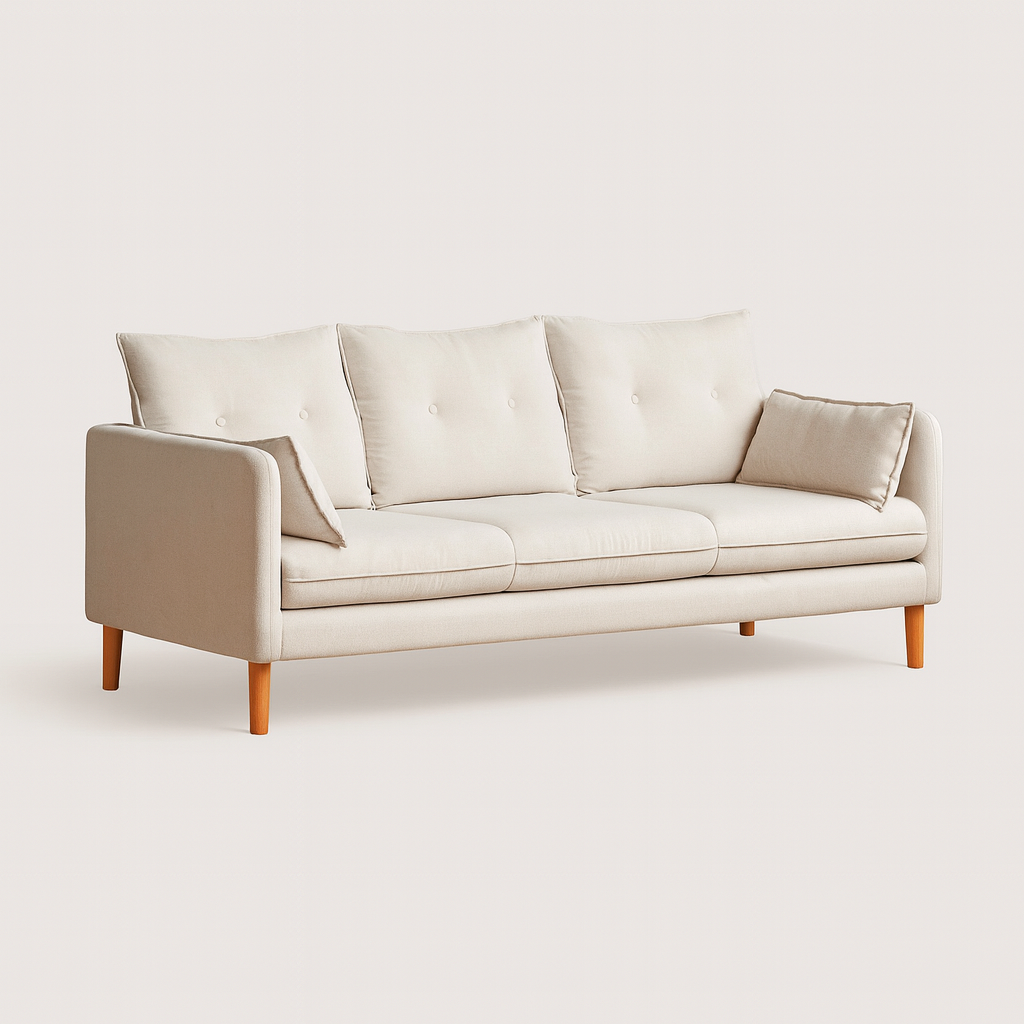 BENEDICT White Fabric 3 Seater Sofa