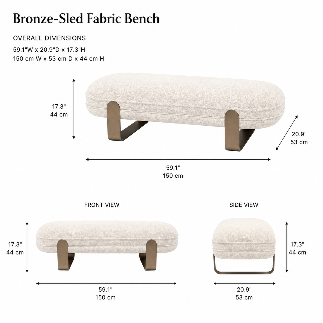 ULRIKA Bronze-Sled Fabric Bench
