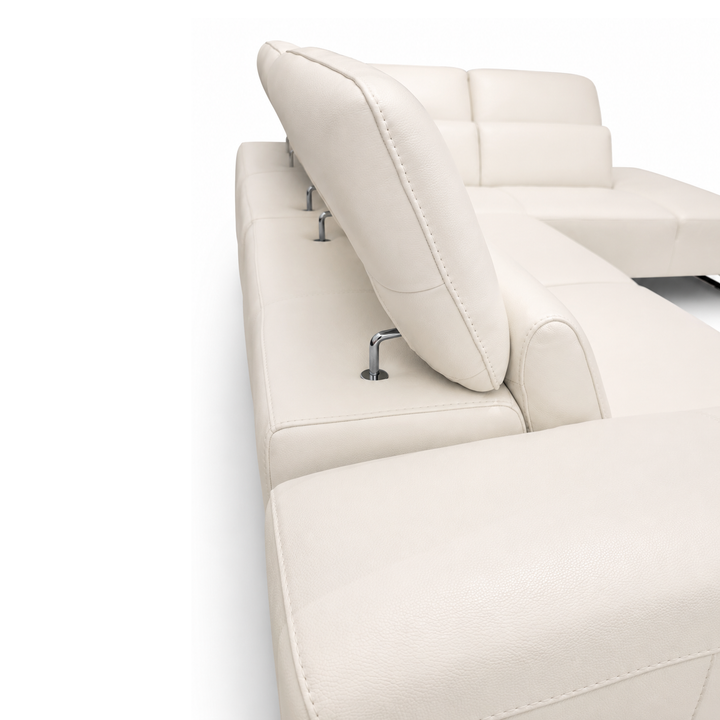 RICCI White Full Leather Sectional Sofa - Bellini