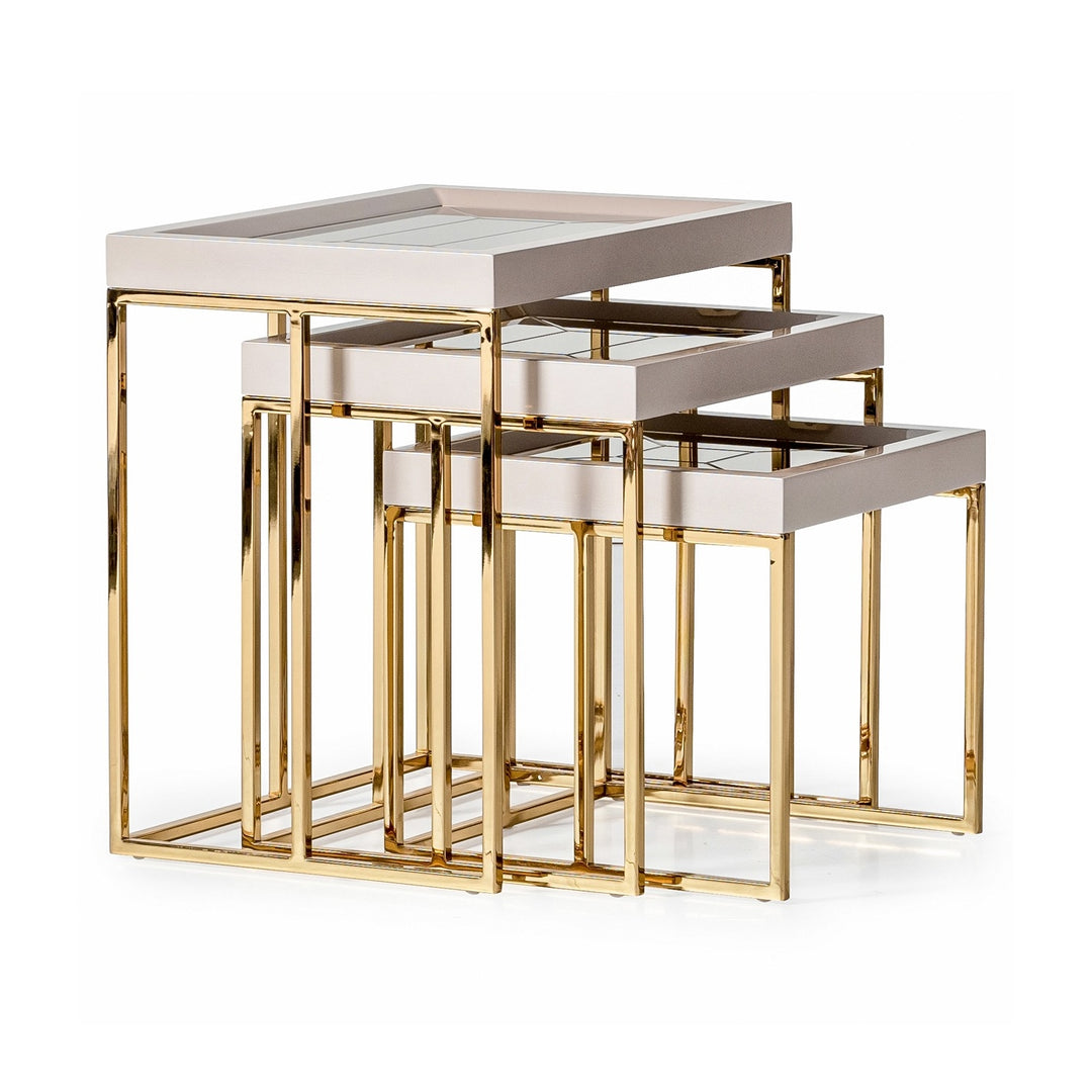 CARMELA Shimmer Ivory Nesting End Tables - Michael Amini