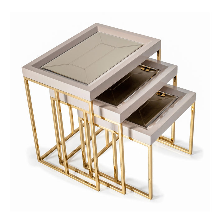 CARMELA Shimmer Ivory Nesting End Tables - Michael Amini