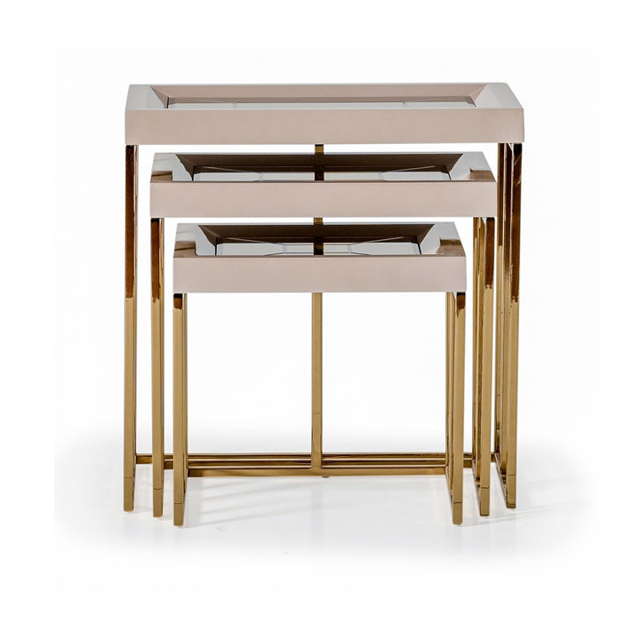 CARMELA Shimmer Ivory Nesting End Tables - Michael Amini
