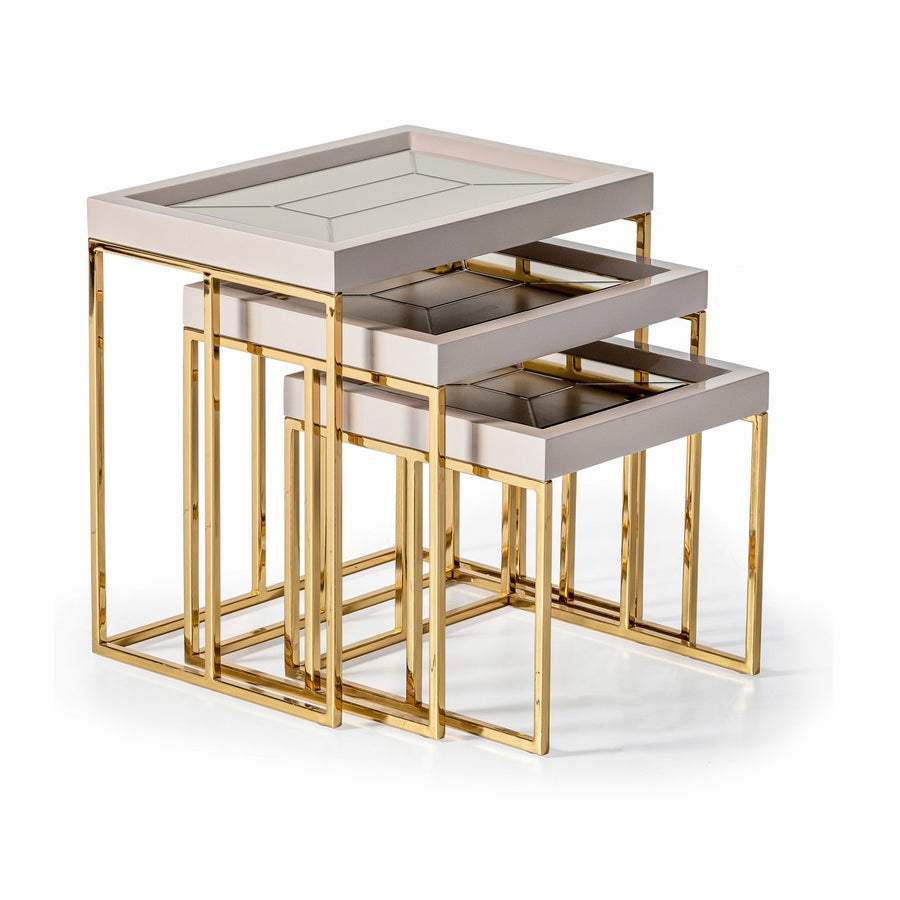 CARMELA Shimmer Ivory Nesting End Tables - Michael Amini