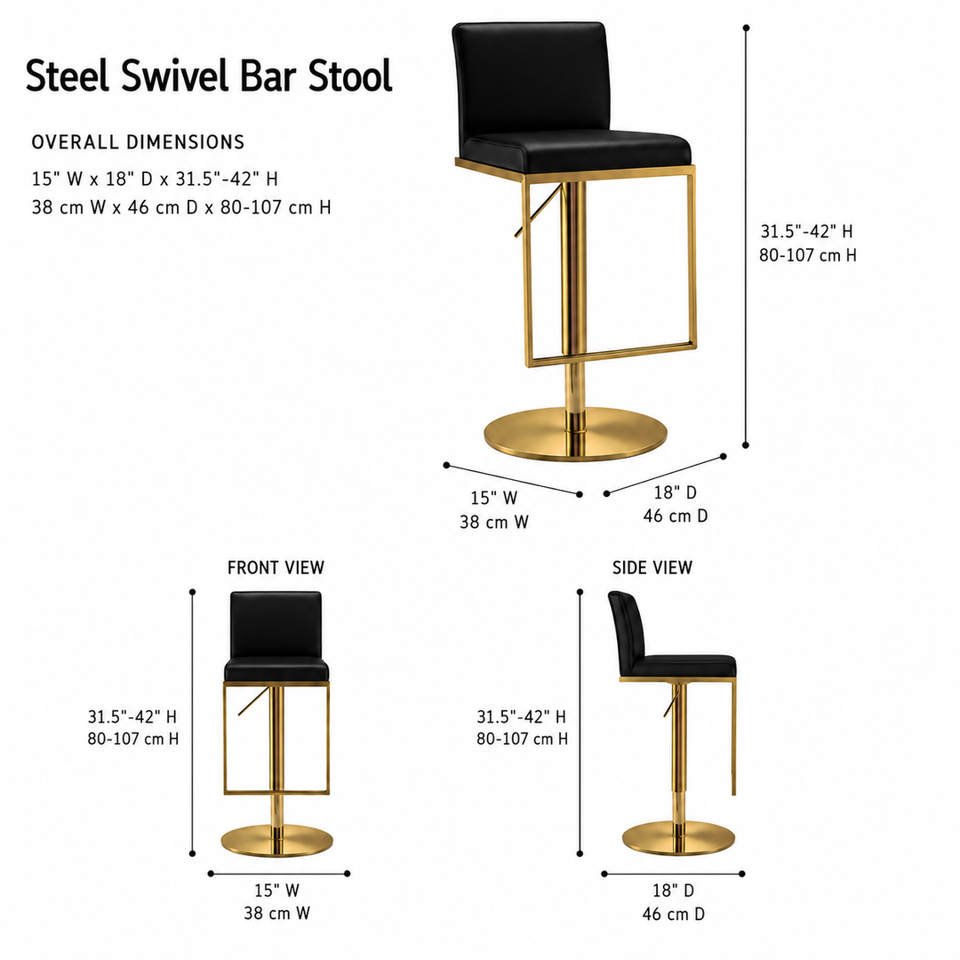 LAURIE Leather Swivel Bar Stool